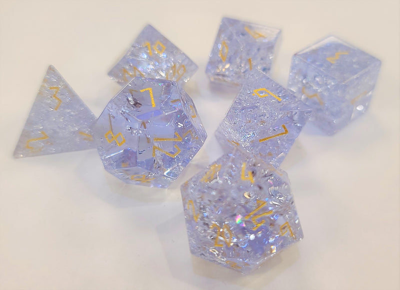 Norse Foundry 7 Die Glass RPG Dice Set: Shattered Purple Zircon Glass