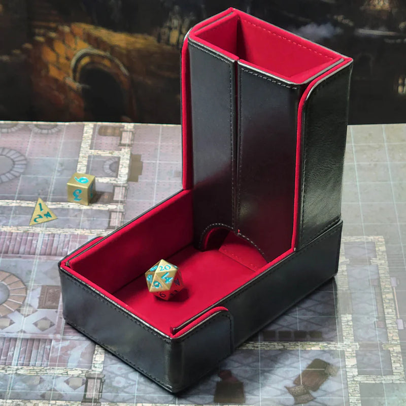 Forged Gaming The Keep: Compact Magnetic Dice Tower and Dice Tray - Red
