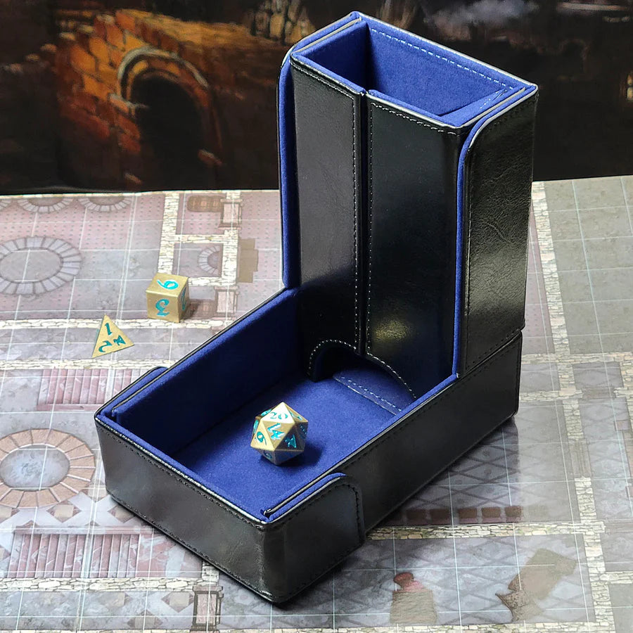 Forged Gaming The Keep: Compact Magnetic Dice Tower and Dice Tray - Blue