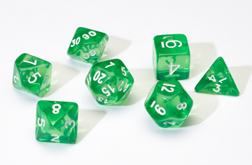 Sirius Dice 7 Die Set: Translucent Green Resin