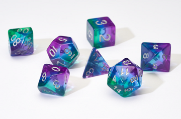 Sirius Dice 7 Die Set: Blue Aurora Semi-Transparent Resin