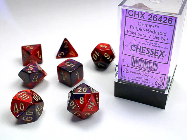 Chessex Mini Dice: Gemini - Purple-Red/gold 7 Dice Set
