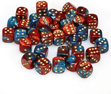 Chessex Gemini: 12MM D6 Red Teal/Gold (36)