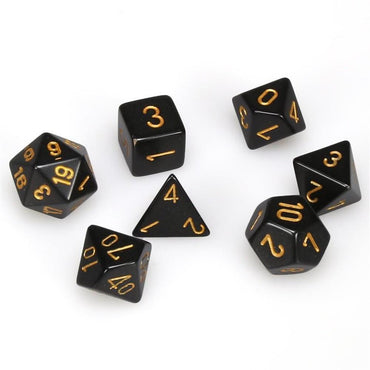 Chessex Opaque: Black/Gold 7 Dice Set