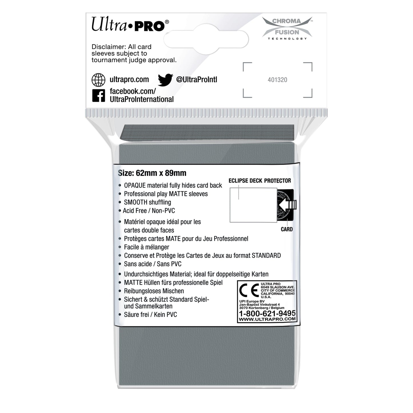 Ultra PRO: Small 60ct Sleeves - Eclipse Matte (Smoke Grey)