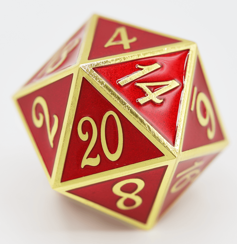 35mm Metal D20 - Gold with Ruby