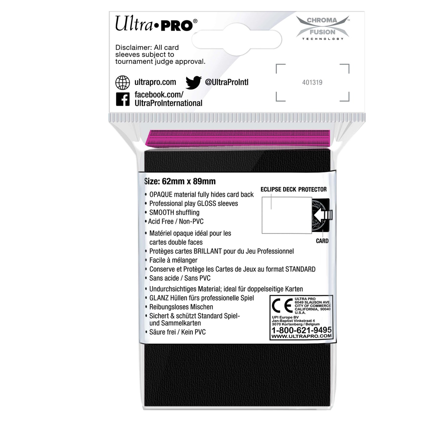Ultra PRO: Small 60ct Sleeves - Eclipse Gloss (Hot Pink)