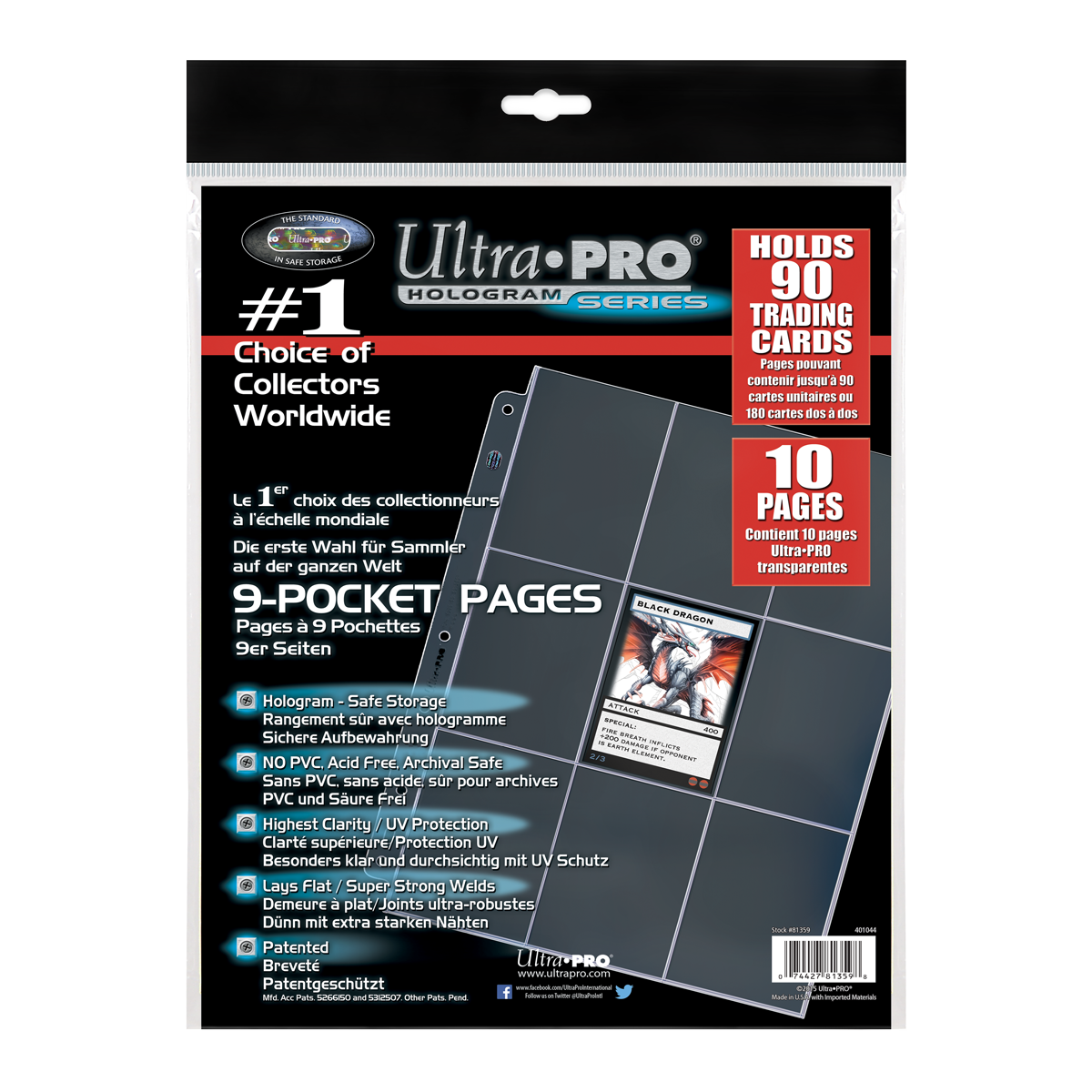 Ultra PRO: Platinum Hologram Standard 9-Pocket Pages - 3-Holes (10-Pack)