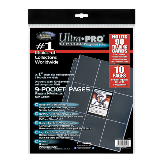 Ultra PRO: Platinum Hologram Standard 9-Pocket Pages - 3-Holes (10-Pack)