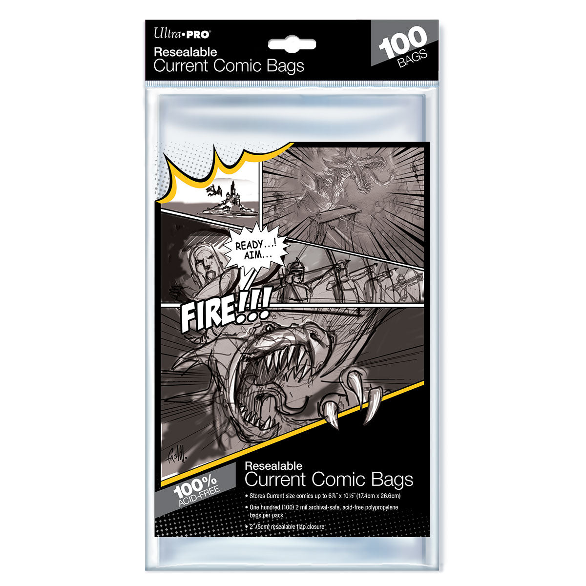 Ultra PRO: Comic Bags - Current Size Resealable (6-7/8" X 10-1/2" / 100-Pack)