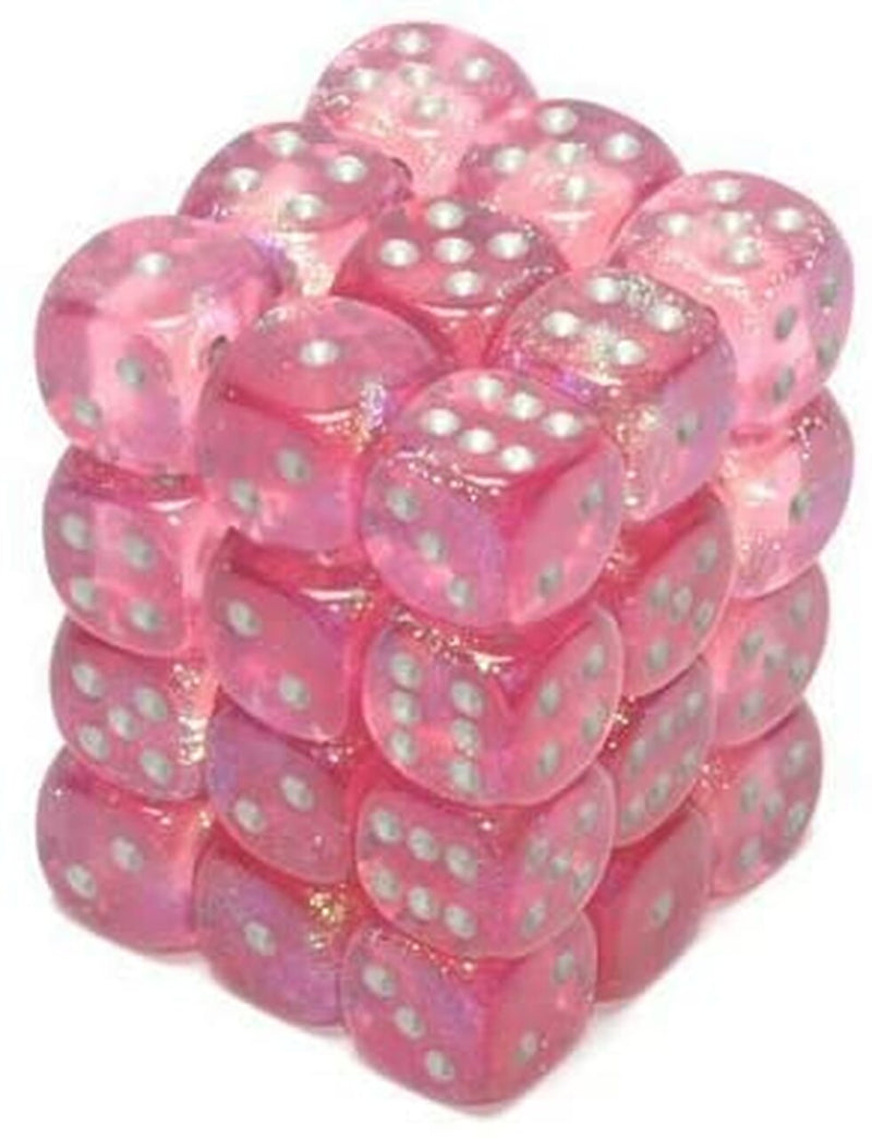 Chessex Borealis: 12MM D6 Pink/Silver (36)