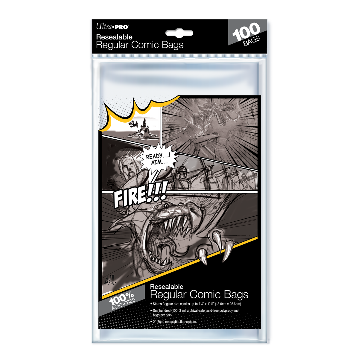 Ultra PRO: Comic Bags - Resealable Regular Size (7-1/8" X 10-1/2" / 100-Pack)