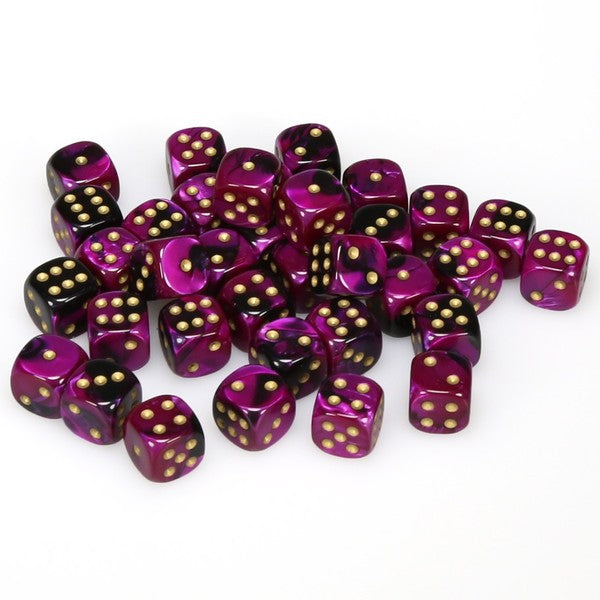 Chessex Gemini: 12MM D6 Black-Purple/Gold (36)