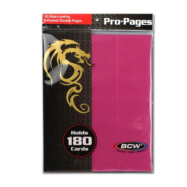 BCW Side Loading 18-Pocket Pro Pages - Pink