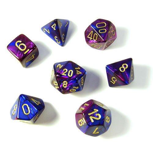 Chessex Gemini: Blue-Purple/Gold 7 Dice Set