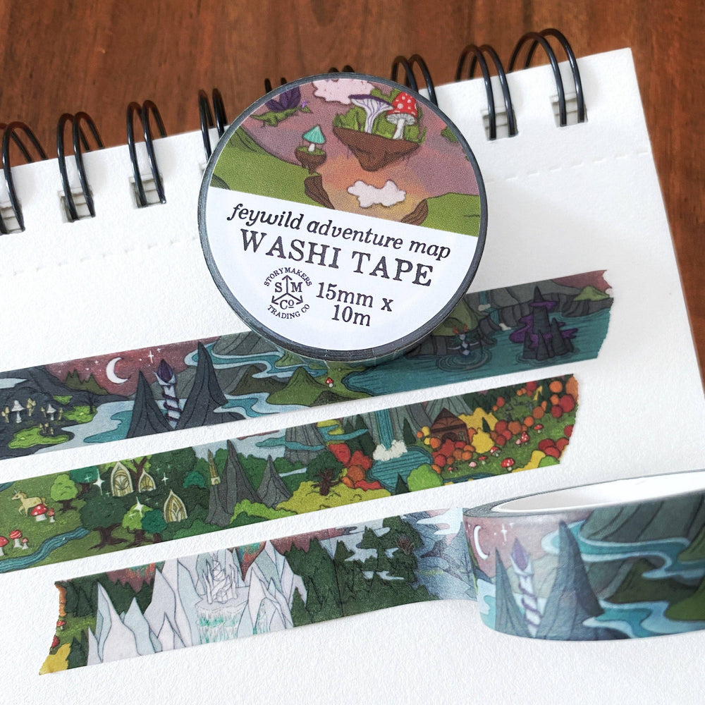 Storymakers Trading Co. - Feywild Fantasy Map Washi Tape - for world builders, RPG, D&D, fae, fairy, fantasy lovers and more!