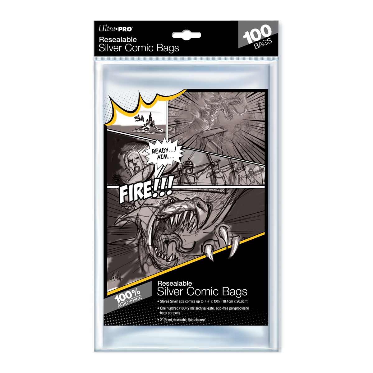 Ultra PRO: Comic Bags - Resealable Silver Age Size (7-1/4" X 10-1/2" / 100-Pack)