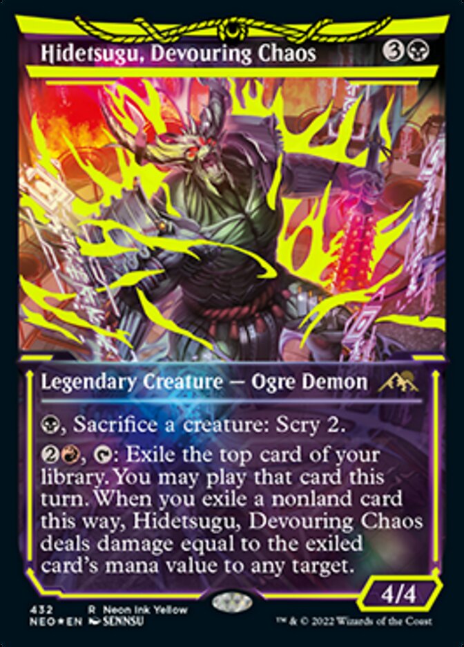 Hidetsugu, Devouring Chaos (Neon Ink Yellow) [Kamigawa: Neon Dynasty]