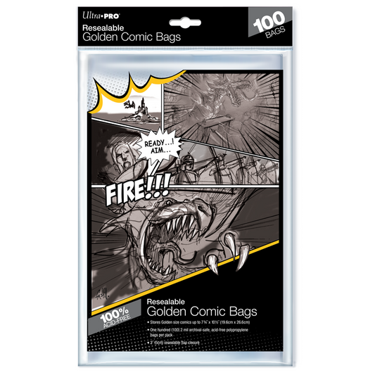 Ultra PRO: Comic Bags - Resealable Golden Age Size (7-3/4" X 10-1/2" / 100-Pack)