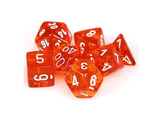 Chessex Translucent: Orange/White 7 Dice Set