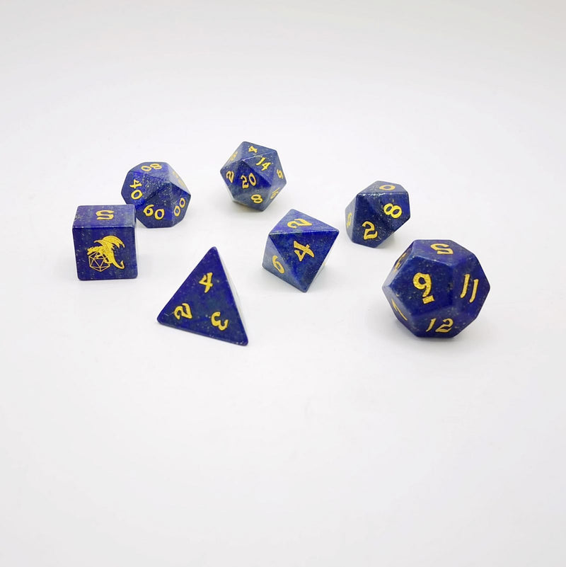 Hymgho Gemstone Dice - Lapis Lazuli Polyhedral Set (7)