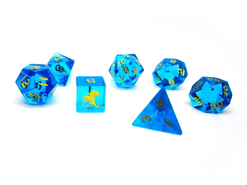 Hymgho Gemstone Dice - Clear Blue Glass Polyhedral Set (7)