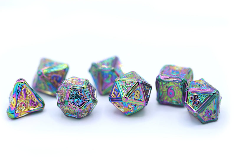 Hymgho Solid Metal Druid Dice - Prismatic Polyhedral Set (7)
