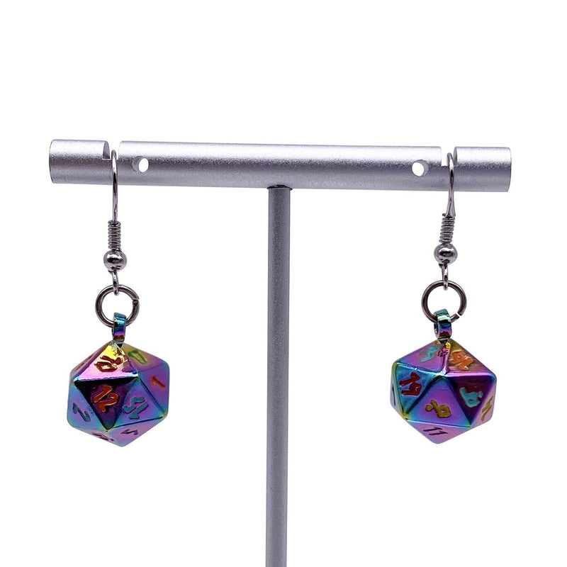 Norse Foundry Ioun Stone D20 Dice Earring Set: Bifrost
