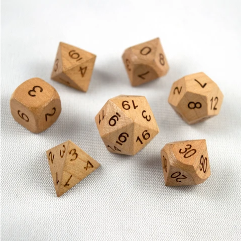 Black Cherry Heartwood RPG Wood Dice Set