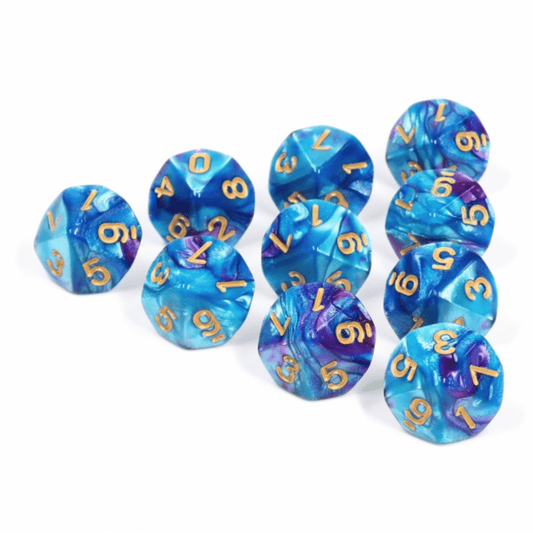 Blue Lagoon D10 Set of 10 Dice