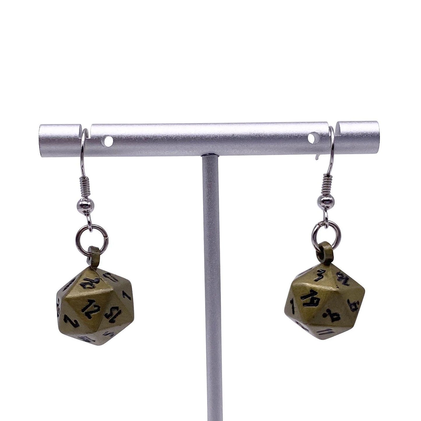 Norse Foundry Ioun Stone d20 Earrings: Bronze Dragon Scale