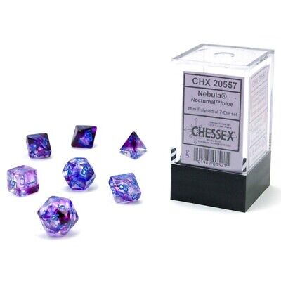 Chessex Mini Dice: Nebula - Nocturnal/Blue 7 Dice Set