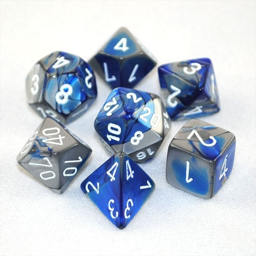 Chessex Gemini: Blue-Steel/White 7 Dice Set
