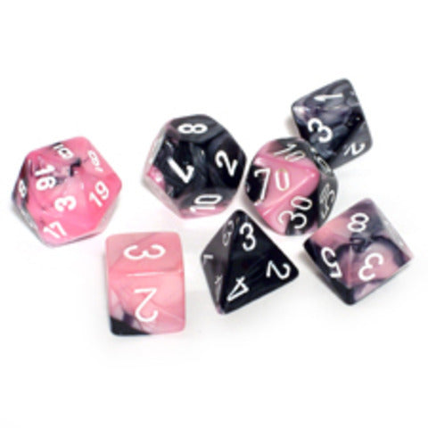 Chessex Gemini: Black-Pink/White 7 Dice Set