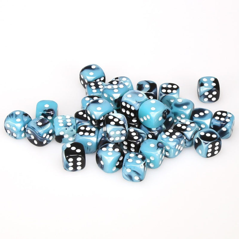 Chessex Gemini: 12MM D6 Black Shell/White (36)