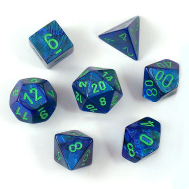 Chessex Lustrous: Dark Blue/Green 7 Dice Set