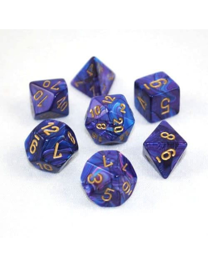 Chessex Lustrous: Purple/Gold 7 Dice Set