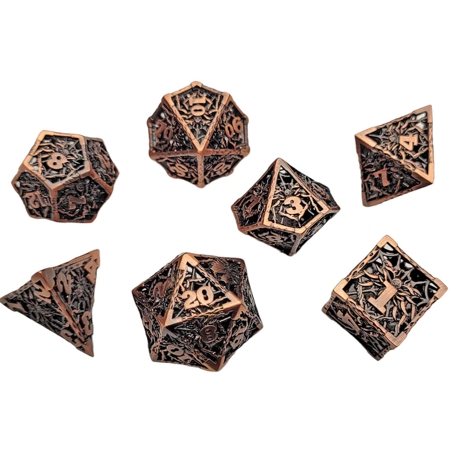 Forged Gaming Copper Widow 7 Piece Hollow Metal Dice Set