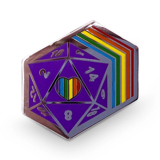 Norse Foundry D20 Retro Rainbow Dice Pin