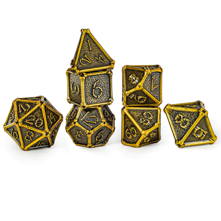 Hymgho Ancient Silver Bone Collector Solid Metal Dice Set
