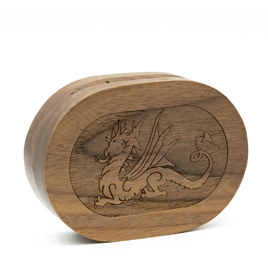 Dragon - Walnut Wood Dice Box (Oval)