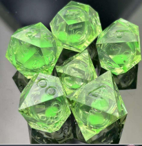 Sharp Edge Glow in the Dark Liquid Core RPG Dice Set - Ectoplasm Glow