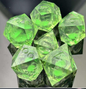 Sharp Edge Glow in the Dark Liquid Core RPG Dice Set - Ectoplasm Glow