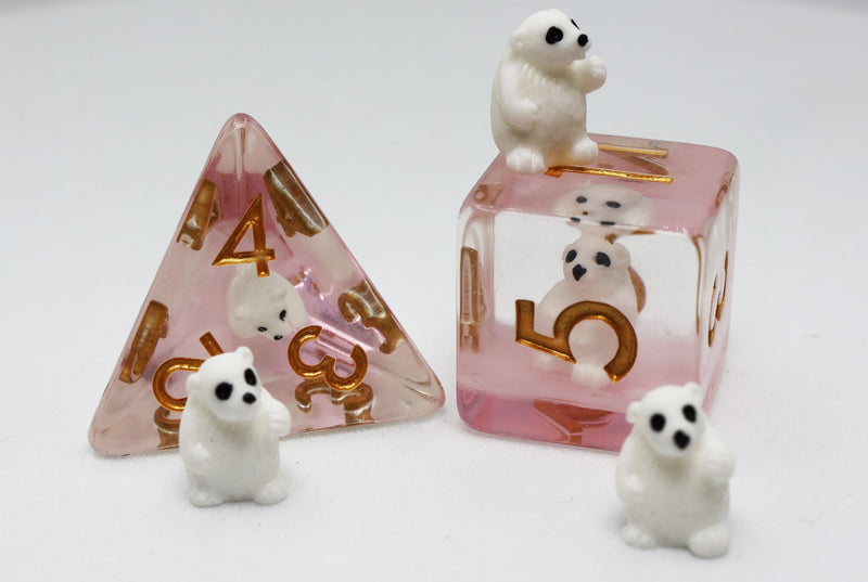 Pink Polar Bear RPG Dice Set