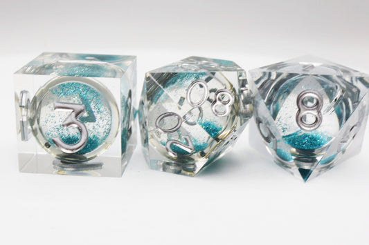 Sharp Edge Liquid Core RPG Dice Set - Sky Blue