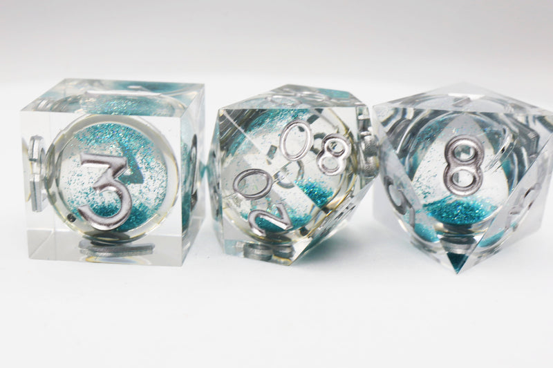 Sharp Edge Liquid Core RPG Dice Set - Sky Blue