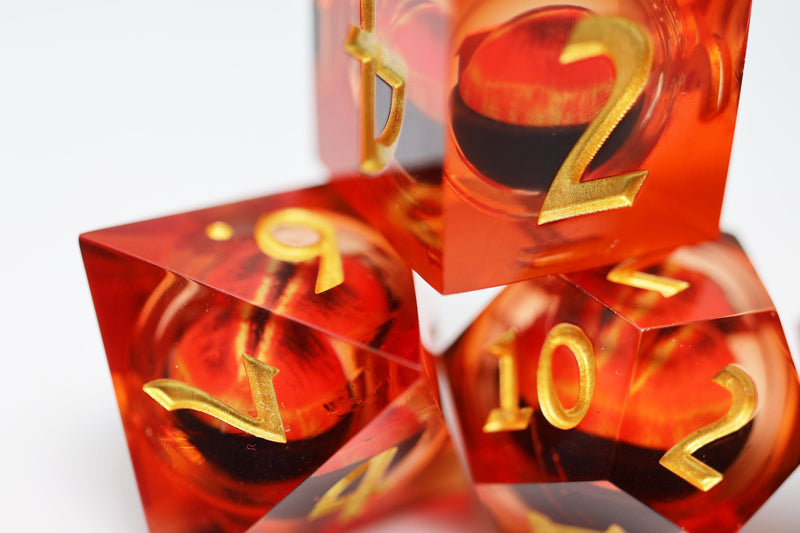 Sharp Edge Moving Eye RPG Dice Set - Amber Cyclops
