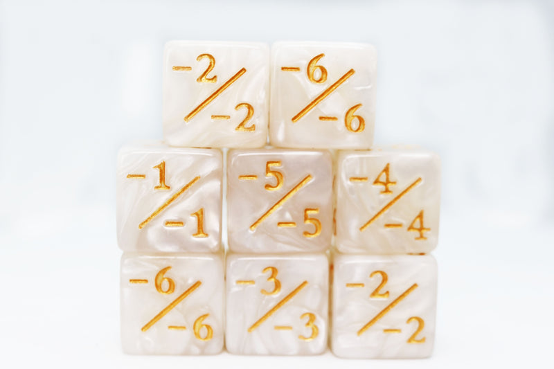 -1/-1 Pearl White Counters for Magic - set of 8