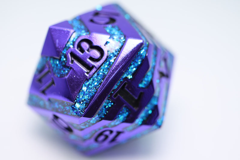 35mm Metal D20 - Purple with Blue Mica