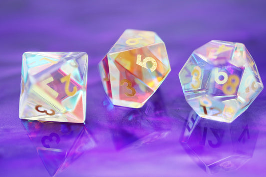 Iridescent Crystal - Gemstone Engraved with Gold